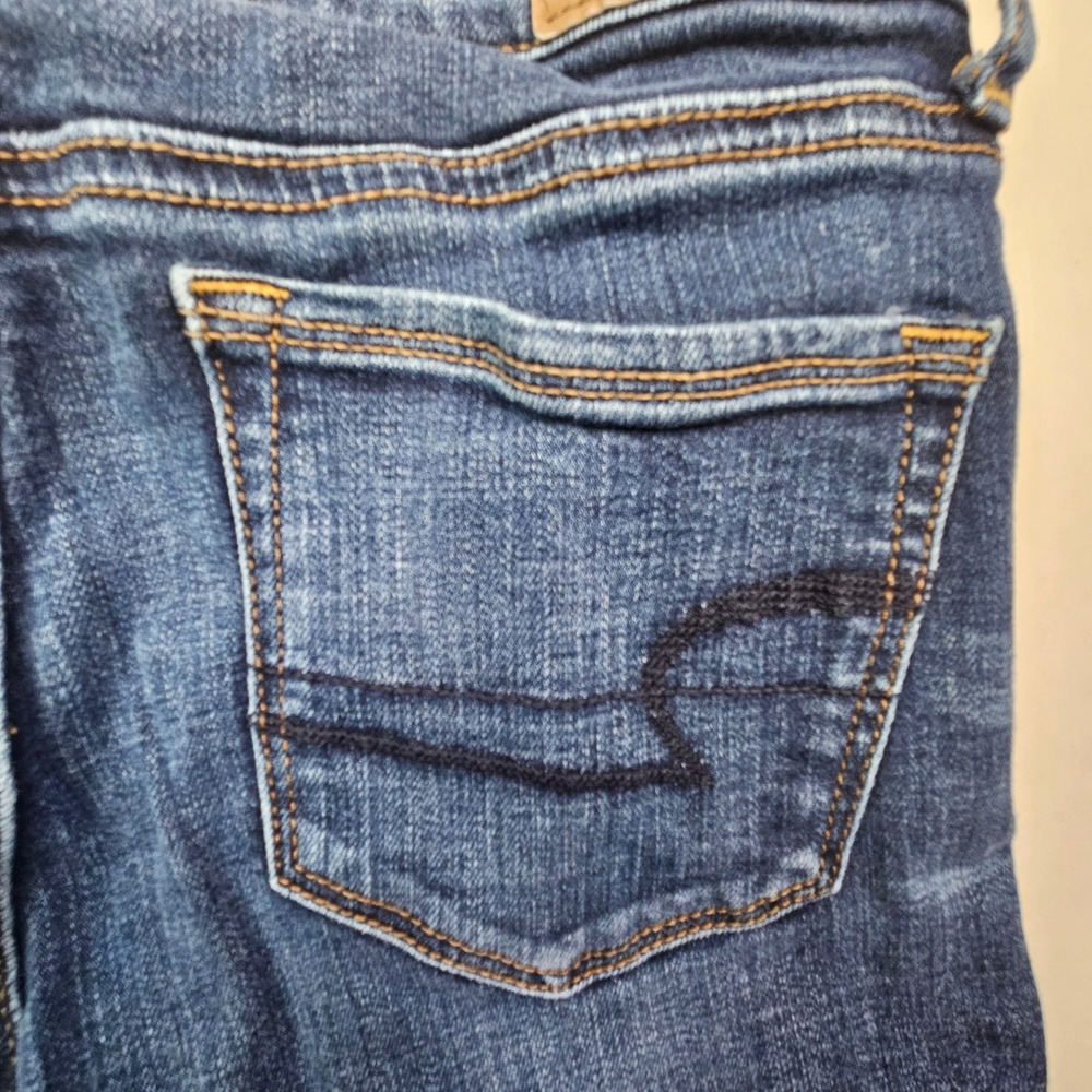 American Eagle Kick Bootcut Jeans Women 2 Short Dark Wash Super Stretch - Picture 15 of 16